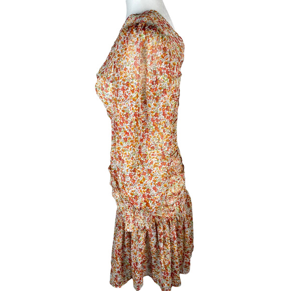 byTimo Dress Floral Delicate Floral Long Sleeve Rouch Mini Sheer Puff Sleeves - Picture 5 of 13